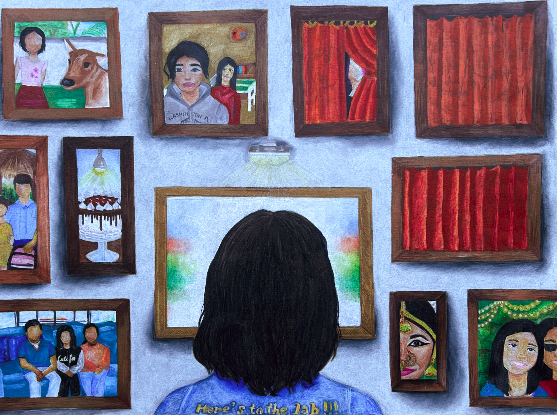 Colored-pencil drawing titled Reflection on Life